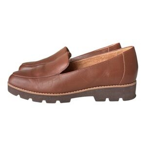 VIONIC Kensley Loafer Leather Slip on Brown Lug Sole Comfort Shoe, Size 8